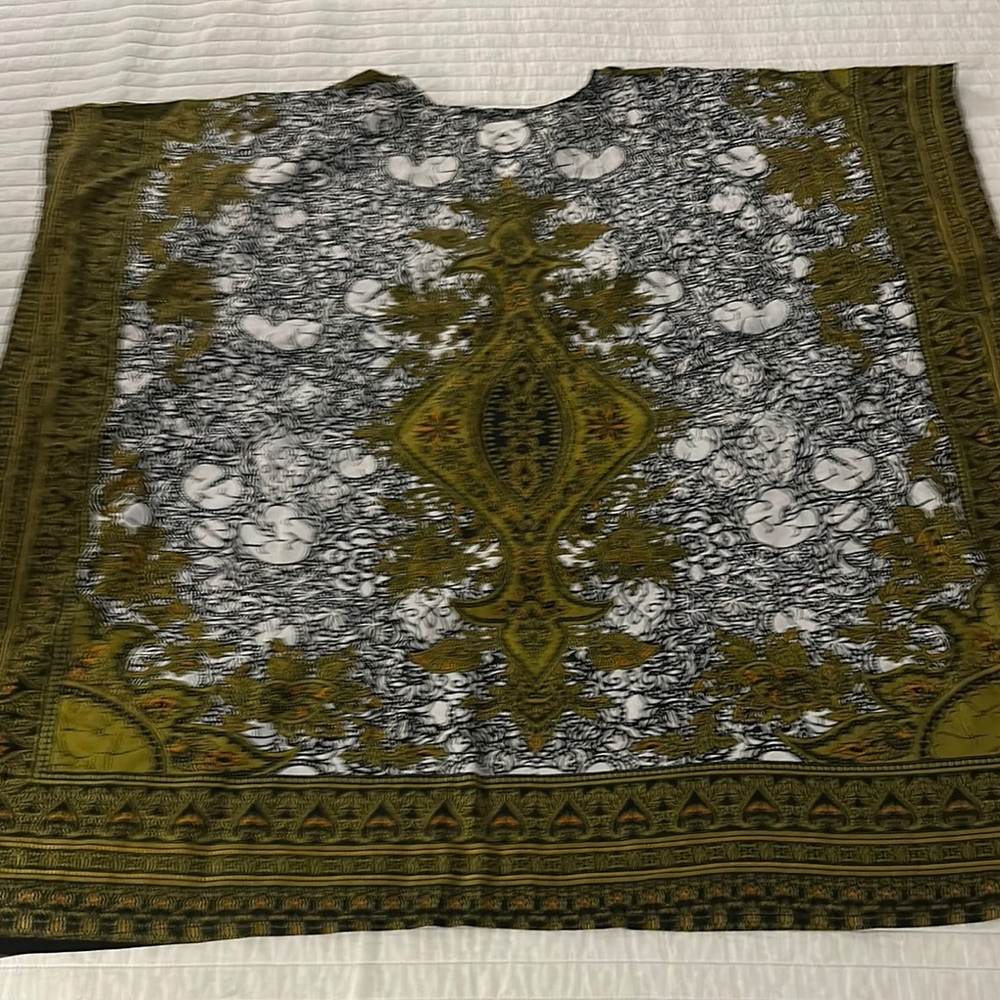 Elegant Black and olive green Patterned Bathing Suit Cover Up